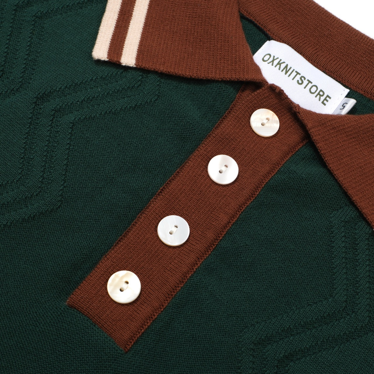 1960s Men's Green Knit Polo – Retro Brown Collar and Cuffs