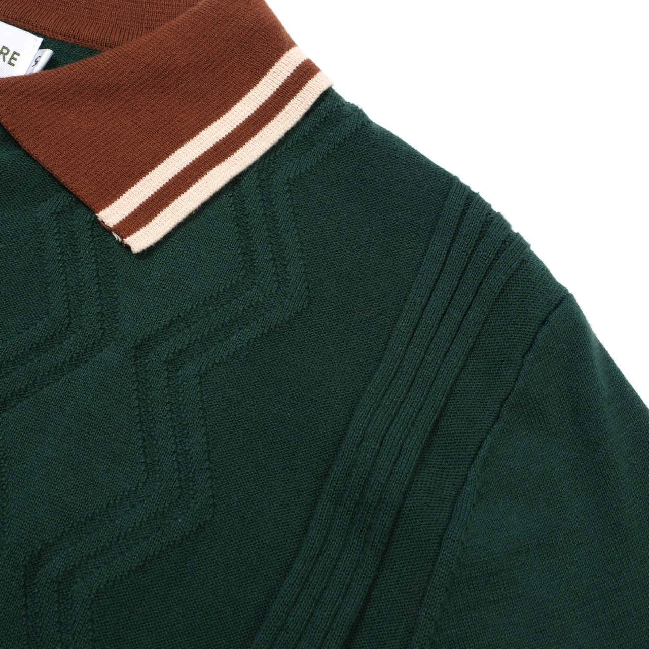 1960s Men's Green Knit Polo – Retro Brown Collar and Cuffs