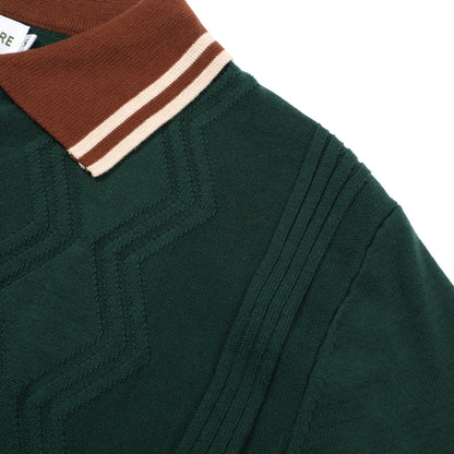 1960s Men's Green Knit Polo – Retro Brown Collar and Cuffs