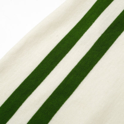 Cream mesh t-shirt for men with green stripes – 1970s Mod racing style