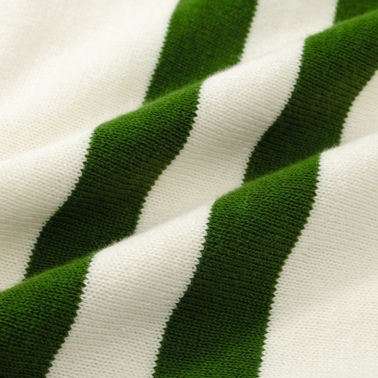 Cream mesh t-shirt for men with green stripes – 1970s Mod racing style