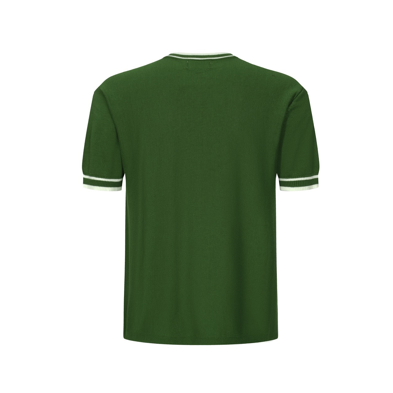 1970s Green Knitted T-shirt for Men – Retro Style with White Racing Stripe