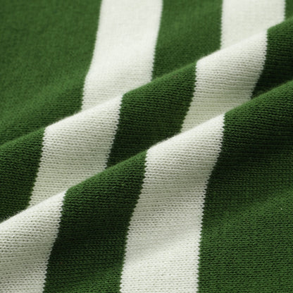 1970s Green Knitted T-shirt for Men – Retro Style with White Racing Stripe