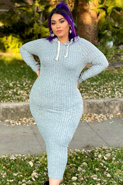 Play By Play Hoodie Dress - Grey Melange