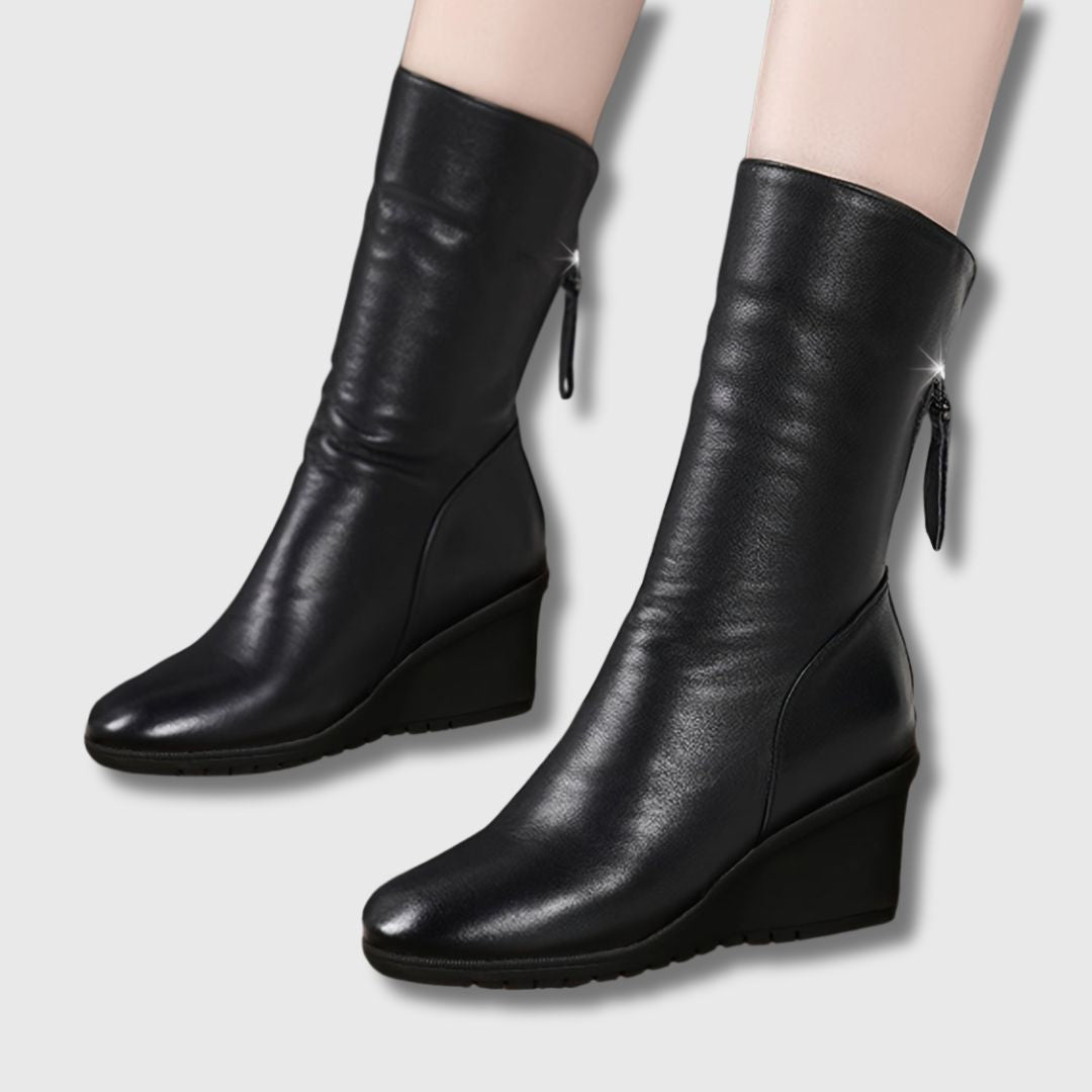 Amalia™ | Mid-Calf Wedge Heel Boots