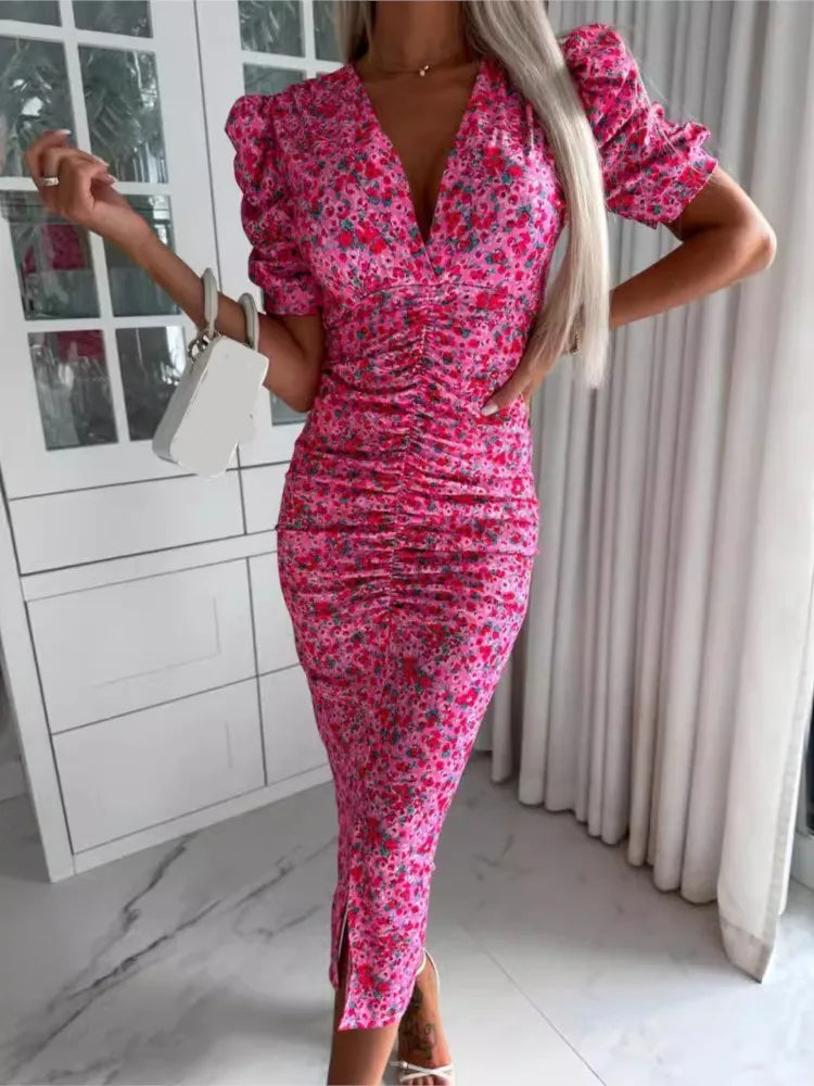 Maya™ | Long Dress with V-Neck