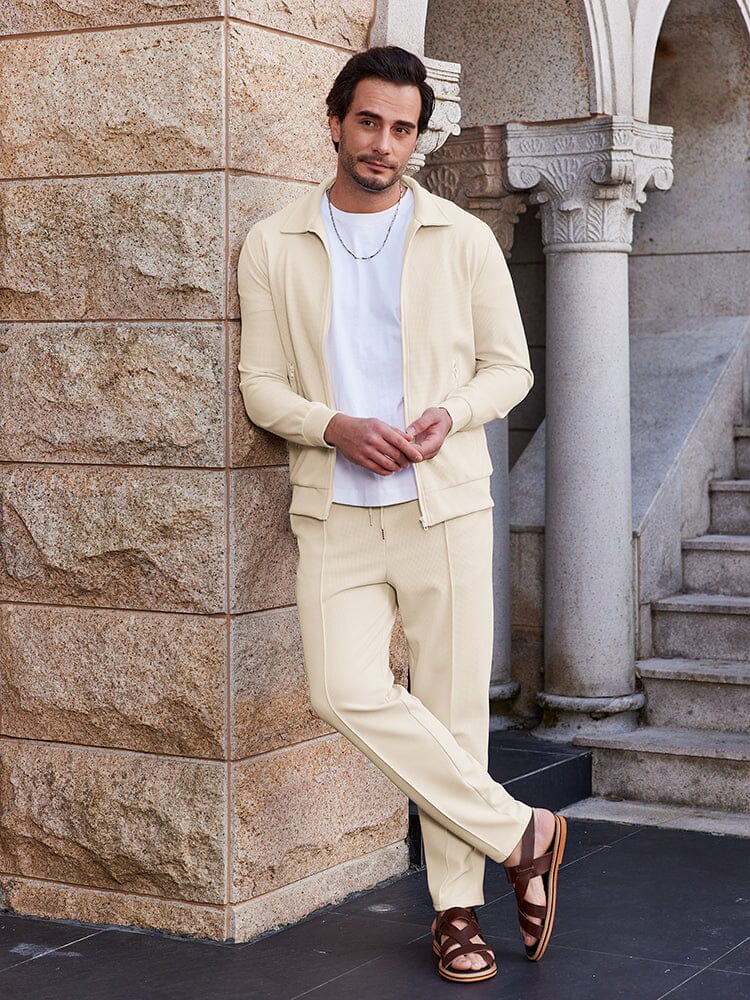 Soft Waffle Jacket Set Athleisure