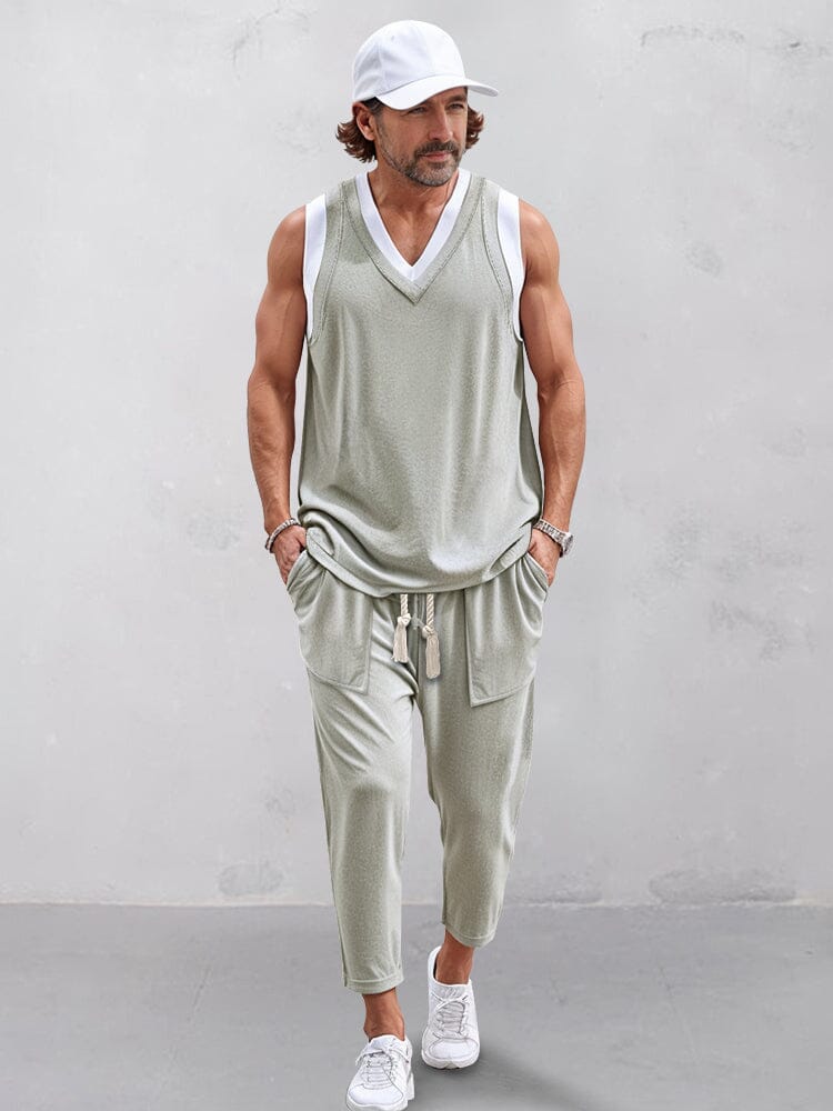 Two-Piece Top and Trouser Set Faux