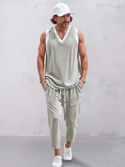 Two-Piece Top and Trouser Set Faux