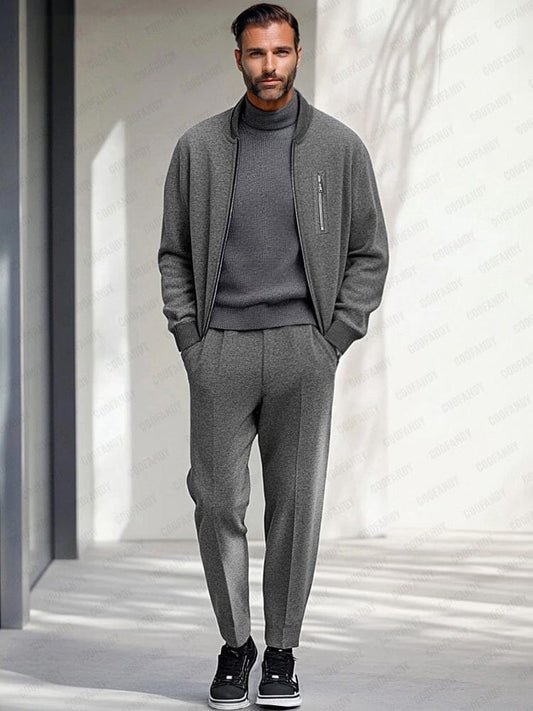 Minimalist Zip-Up Jacket Set