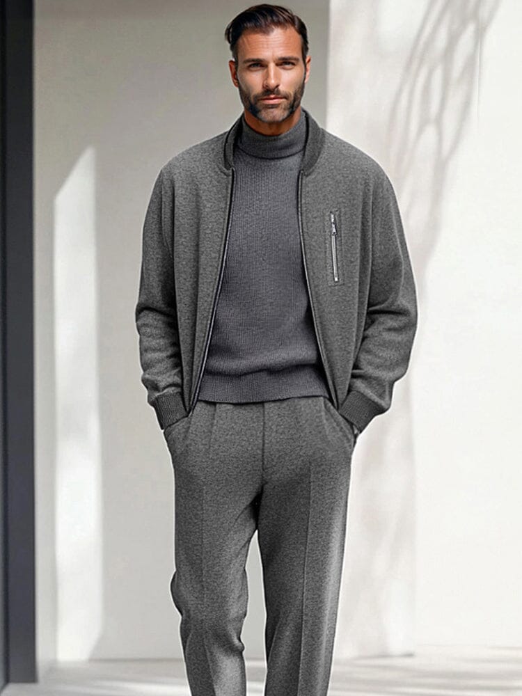 Minimalist Zip-Up Jacket Set