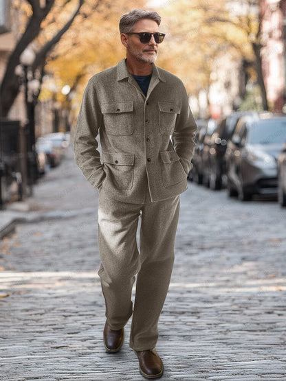 Jacket and Trouser Set with Utility Pockets
