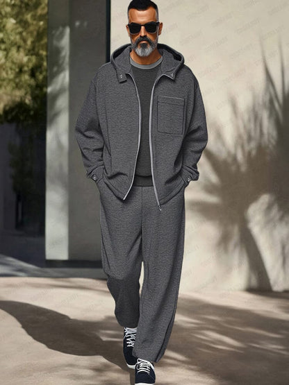 Hooded Jacket and Athleisure Trouser Set