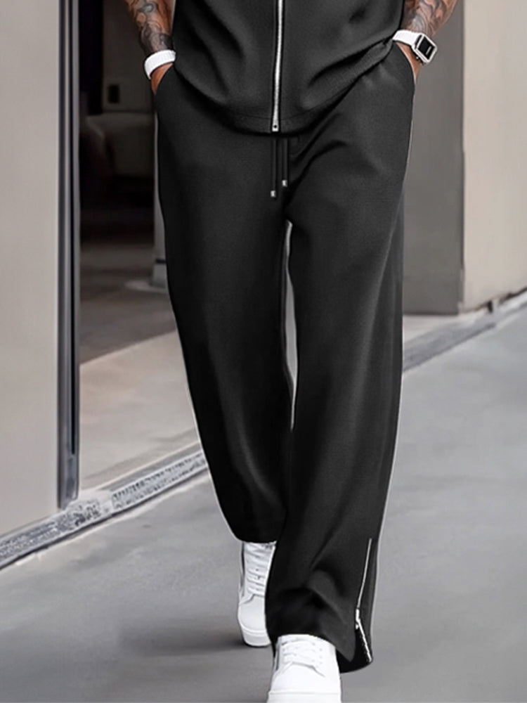 Simple and Refined Zip Design Shirt Set
