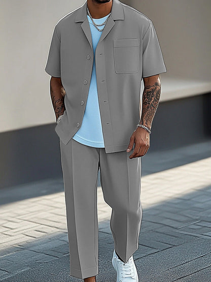 Two-Piece Urban Fashion Shirt and Trouser Set