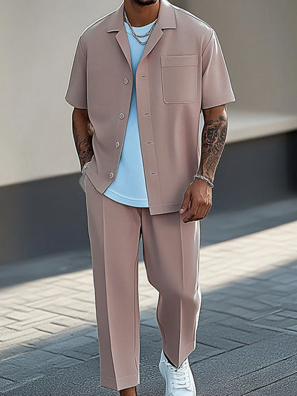 Two-Piece Urban Fashion Shirt and Trouser Set