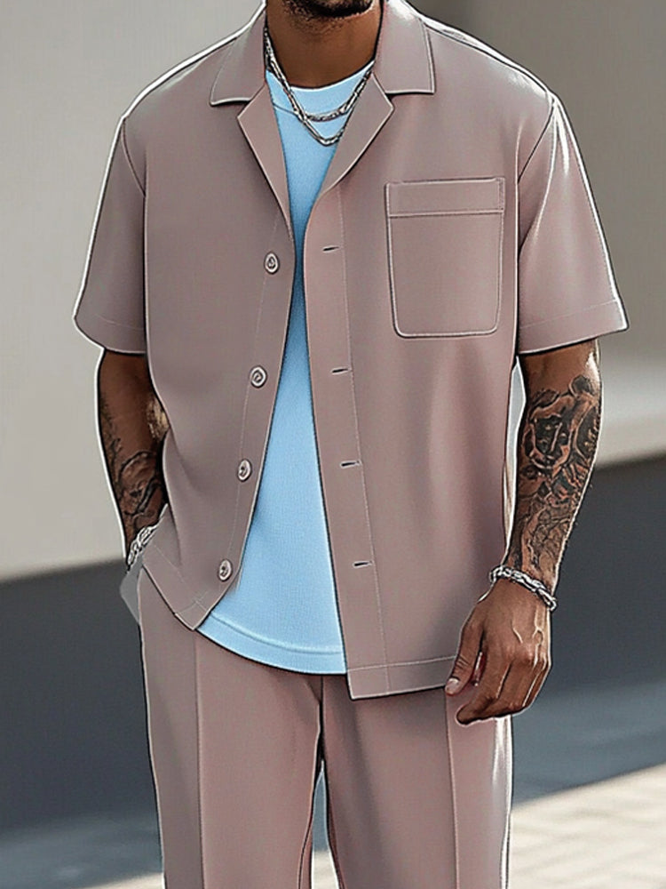 Two-Piece Urban Fashion Shirt and Trouser Set