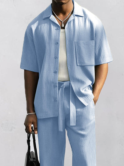 Chic Casual Shirt and Trouser Set 100% Cotton