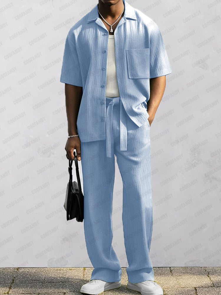 Chic Casual Shirt and Trouser Set 100% Cotton