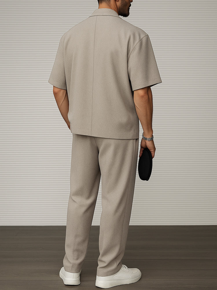 Modern Casual Slim Blazer Trouser Set