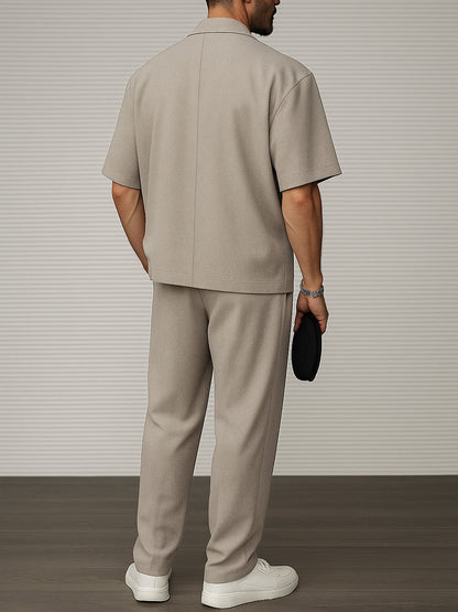 Modern Casual Slim Blazer Trouser Set