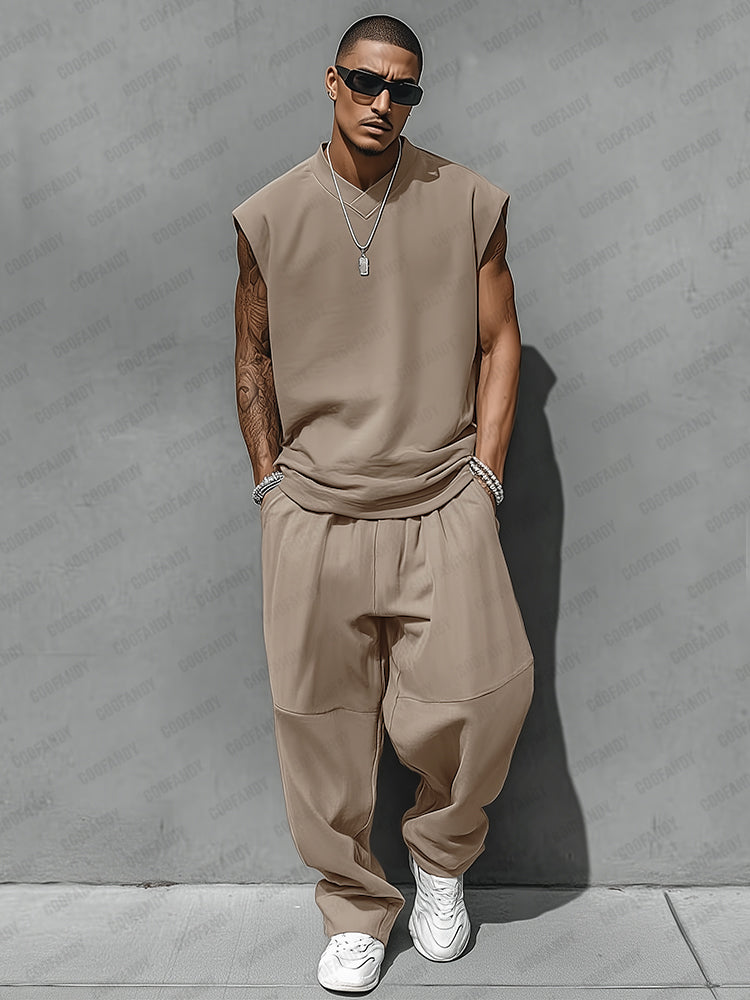 Casual style tank top and balloon trousers