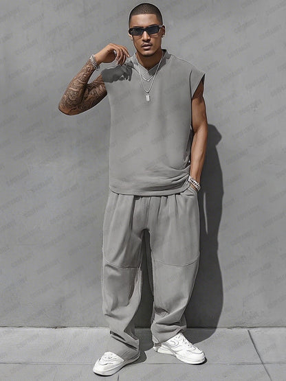 Casual style tank top and balloon trousers