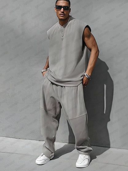 Casual style tank top and balloon trousers