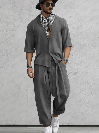 Loose Fit Comfort Shirt and Harem Trousers Set