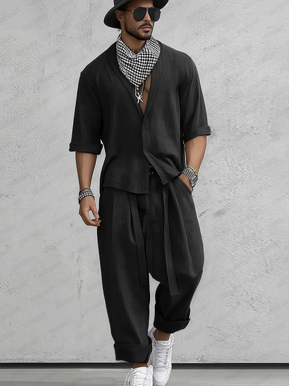 Loose Fit Comfort Shirt and Harem Trousers Set