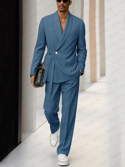 Slim Fit Suit Set with Padded Shoulders Urban Trend