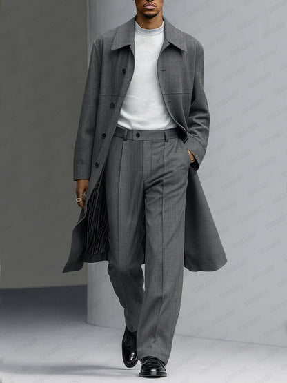Luxury discreet trench coat and trousers set