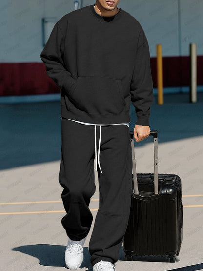 Versatile Casual Trousers and Sweatshirt Set