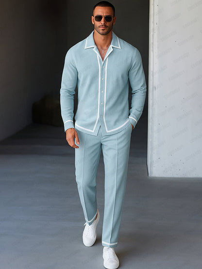 Contrast Trim Shirt and Trouser Set