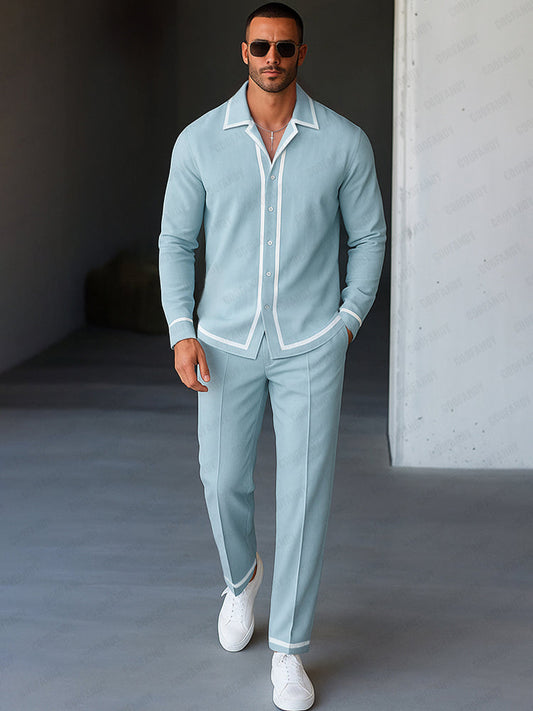 Contrast Trim Shirt and Trouser Set