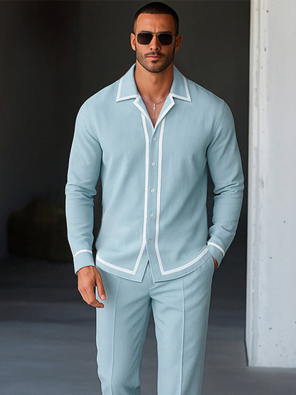 Contrast Trim Shirt and Trouser Set