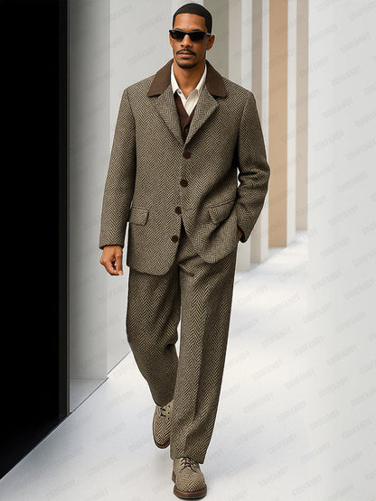 Vintage herringbone tweed suit set