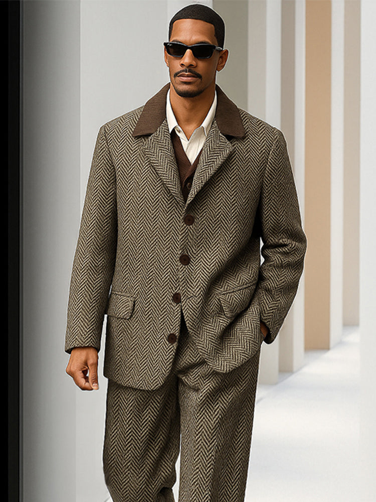 Vintage herringbone tweed suit set