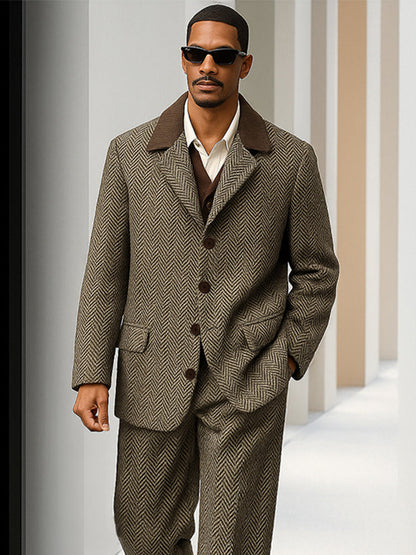 Vintage herringbone tweed suit set
