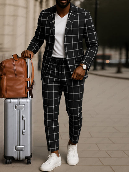 Classic Check Pattern Blazer Trouser Set