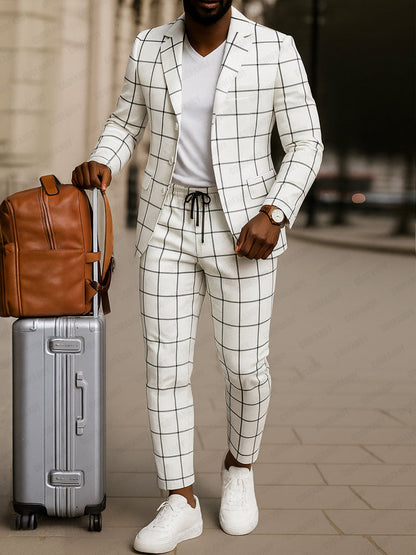 Classic Check Pattern Blazer Trouser Set