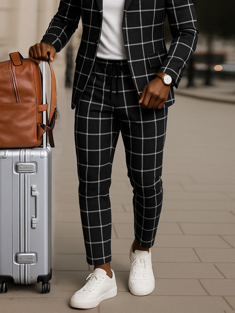 Classic Check Pattern Blazer Trouser Set