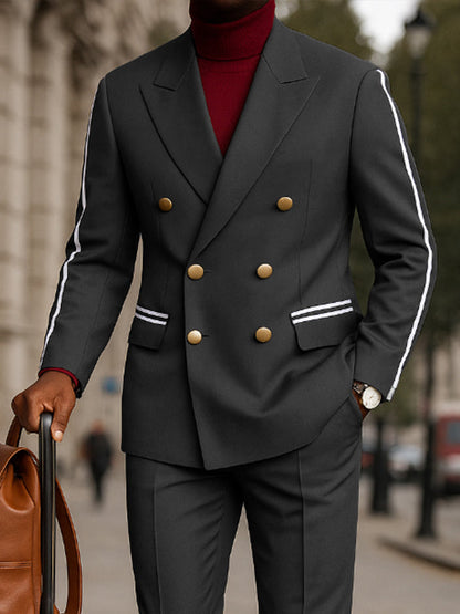 Business Suit Set with Modern Contrast Band