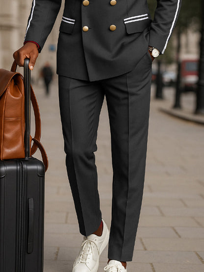 Business Suit Set with Modern Contrast Band