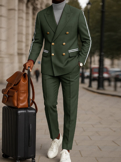 Business Suit Set with Modern Contrast Band