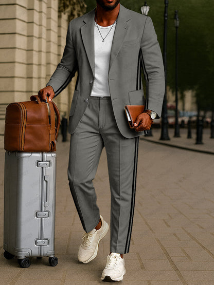 Elegant Striped Blazer Trouser Set