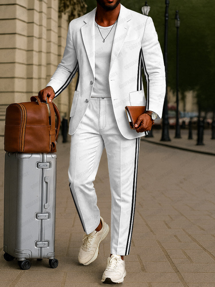 Elegant Striped Blazer Trouser Set