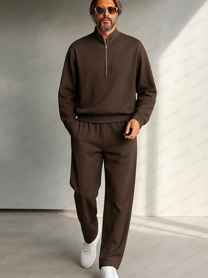 Minimalist High Neck Top and Straight Leg Trousers