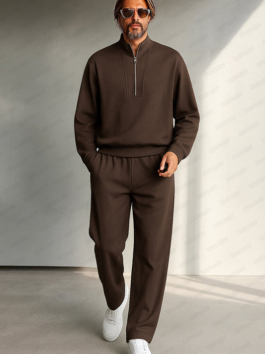 Minimalist High Neck Top and Straight Leg Trousers