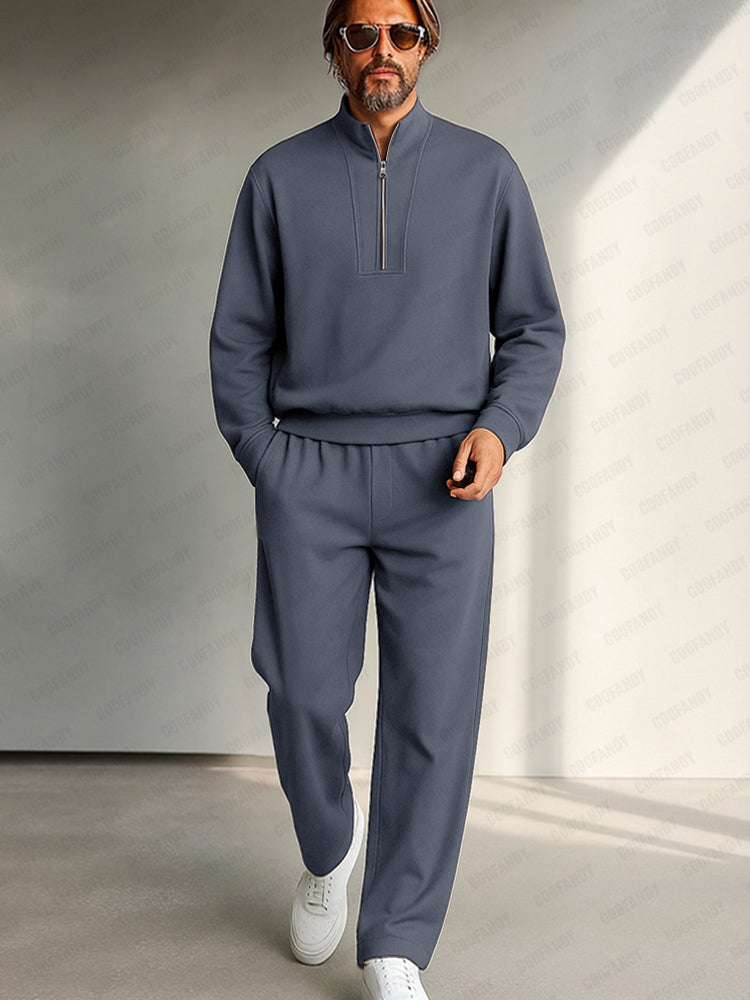 Minimalist High Neck Top and Straight Leg Trousers